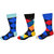 Men's Dress Casual 3 Pair Pack Combed Cotton Crew Argyle Socks - Turquoise/Black/Blue (A2)