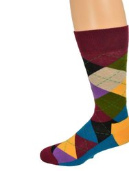 Men's Dress Casual 3 Pair Pack Combed Cotton Crew Argyle Socks