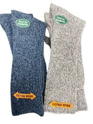 Regenerated Wool Diabetic Outdoor Hiking Extra Wide Calf Women Socks - Navy/Gray