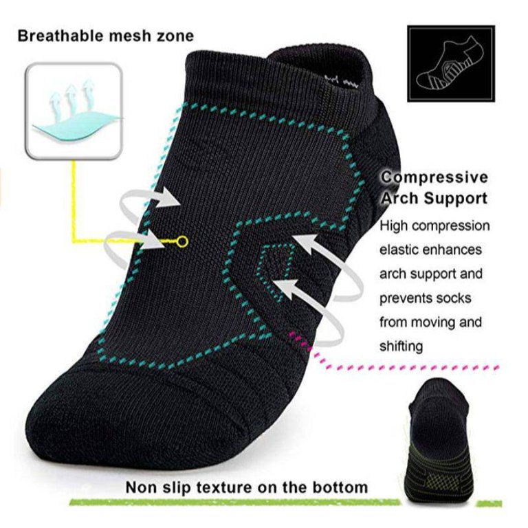 Running Performance No Show Ankle Hi Socks - Black