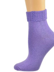 Sierra Socks Women Triple Cuff Crew Cotton Colorful Socks 6 Pair Pack - Asst2: Green, Pink, Orange, Purple, Violet, Rose