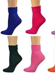 Sierra Socks Women Triple Cuff Crew Cotton Colorful Socks 6 Pair Pack