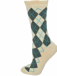 Sparkly Cotton Argyle Crew Socks - 2  Pairs