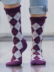 Sparkly Cotton Argyle Crew Socks - 2  Pairs