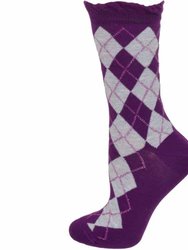 Sparkly Cotton Argyle Crew Socks - 2  Pairs