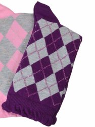 Sparkly Cotton Argyle Crew Socks - 2  Pairs