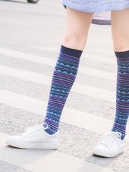 Unisex Graduated Colorful Patterned Compression Knee High Socks for Men and Women