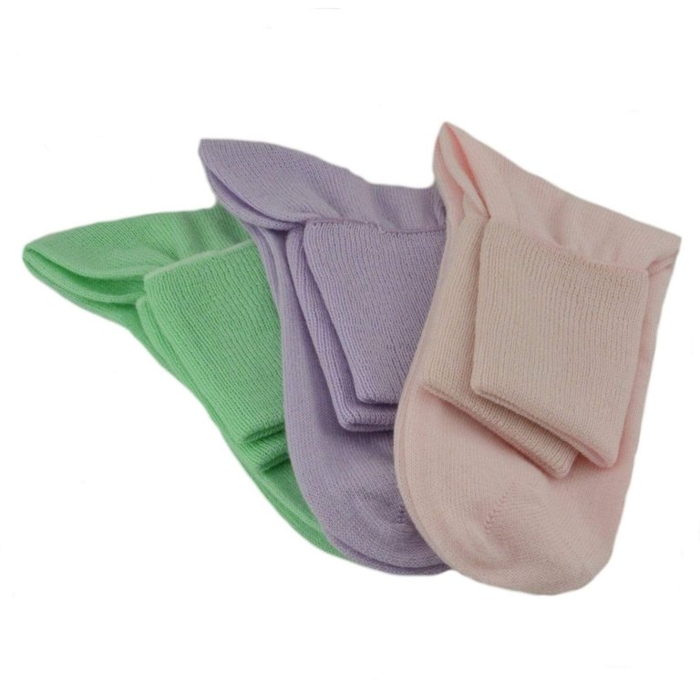 Women's 100% Combed Cotton Ankle Turn Cuff - 3 Pair Pack - A4 (Pink/Frost/Honeydew)