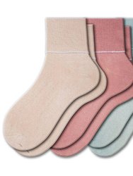 Women's 100% Combed Cotton Ankle Turn Cuff - 3 Pair Pack