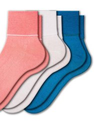Women's 100% Combed Cotton Ankle Turn Cuff - 3 Pair Pack