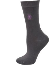 Women's Argyle Pattern Bamboo Crew Socks