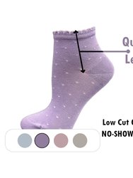 Women's Bamboo Low Cut Quarter 4-Pair Pack Lettuce Edge Ruffle Socks