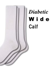 Women's Health Diabetic Extra Wide Calf Cotton Crew  2 Pair Pack Socks - White