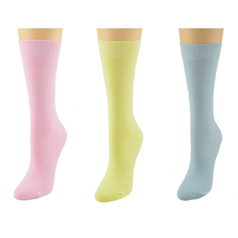 Women's Solid Color Bamboo Crew Socks - 3 Pairs