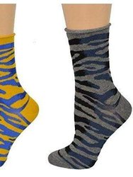 Zebra Pattern Hi Anklet Casual Cotton Women's 2 Pair Pack Socks