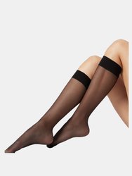 Silky Womens/Ladies Glossy Knee Highs (2 Pairs) (Black) - Black