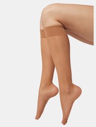 Silky Womens/Ladies Glossy Knee Highs (2 Pairs) (Natural Tan) - Natural Tan