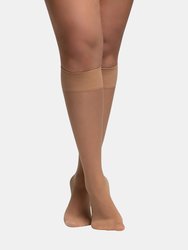 Silky Womens/Ladies Glossy Knee Highs (2 Pairs) (Natural Tan)