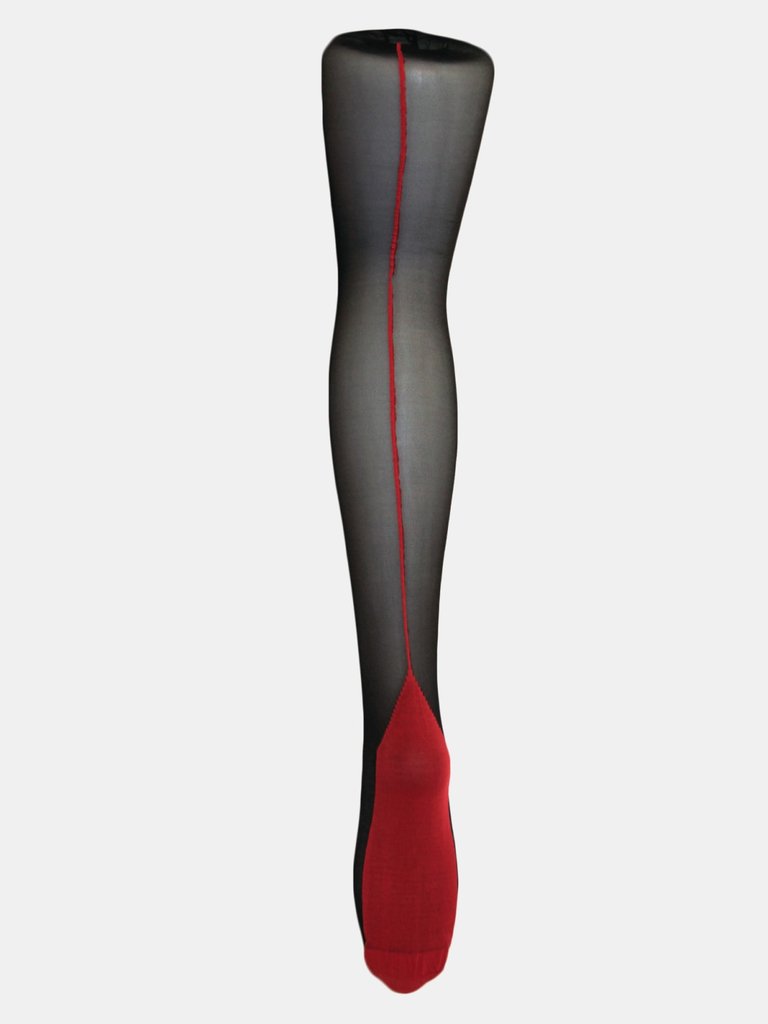 Silky Womens/Ladies Scarlet Backseam Tights (1 Pair) (Black/Red)