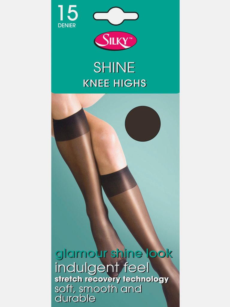 Silky Womens/Ladies Shine Knee Highs (1 Pair) - Barely Black