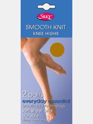 Silky Womens/Ladies Smooth Knit Knee Highs (2 Pairs) (Honey) - Honey