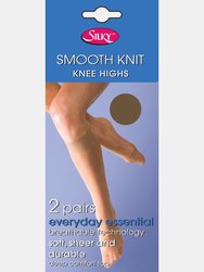 Silky Womens/Ladies Smooth Knit Knee Highs (2 Pairs) - Nude