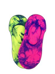 Silky Womens/Ladies Tie Dye Trainer Liners (2 Pairs) (Cerise/Lime) - Cerise/Lime