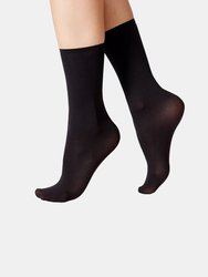 Womens/Ladies Opaque 40 Denier Ankle Highs - 3 Pairs - Black