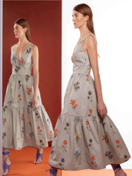 Dorotea Dress - Khaki Embroidery
