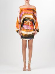 Manon Dress - Orange Orchid Abstract