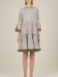 Martia Dress - Celeste Brown Stripes