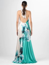 Sherry Dress Aqua Abstract Wave