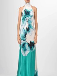 Sherry Dress Aqua Abstract Wave