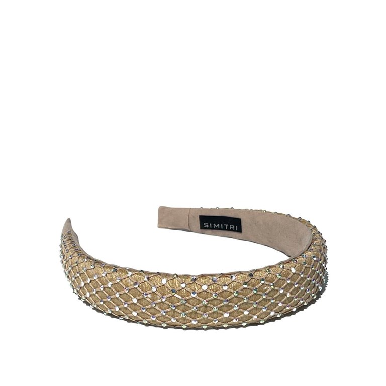 Beige Fishnet Headband - Beige