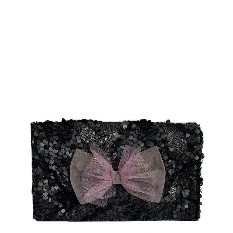 Black Sequin Bow - Black