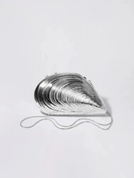 Bridget Metal Oyster Shell Clutch - Silver - Silver