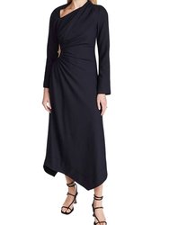 Christie Draped Neck Cutout Dress - Black