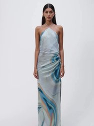 Hansel Marble Printed Satin Gown - Laguna Marble Print