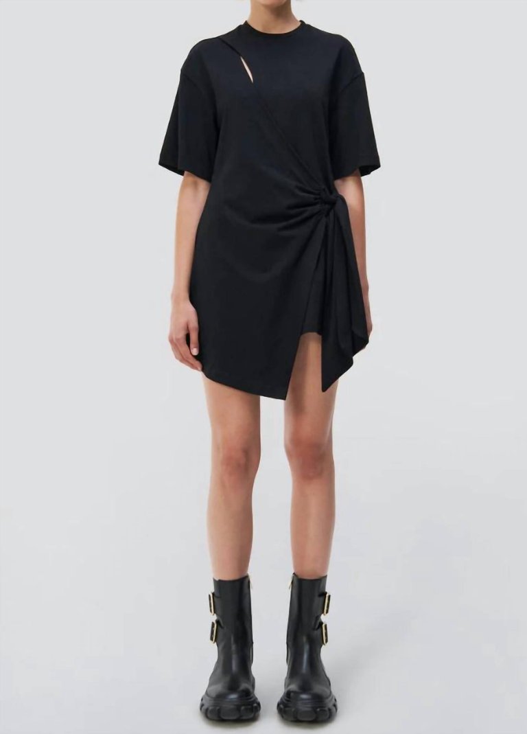 Livia Wrap Mini Dress In Black - Black