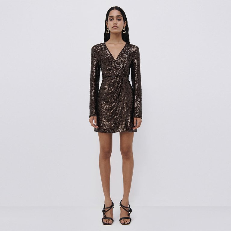 Monty Hammered Sequin Blazer Dress - Sable