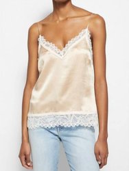 Trinity Stretch Lace Silk Cami Top - Champagne