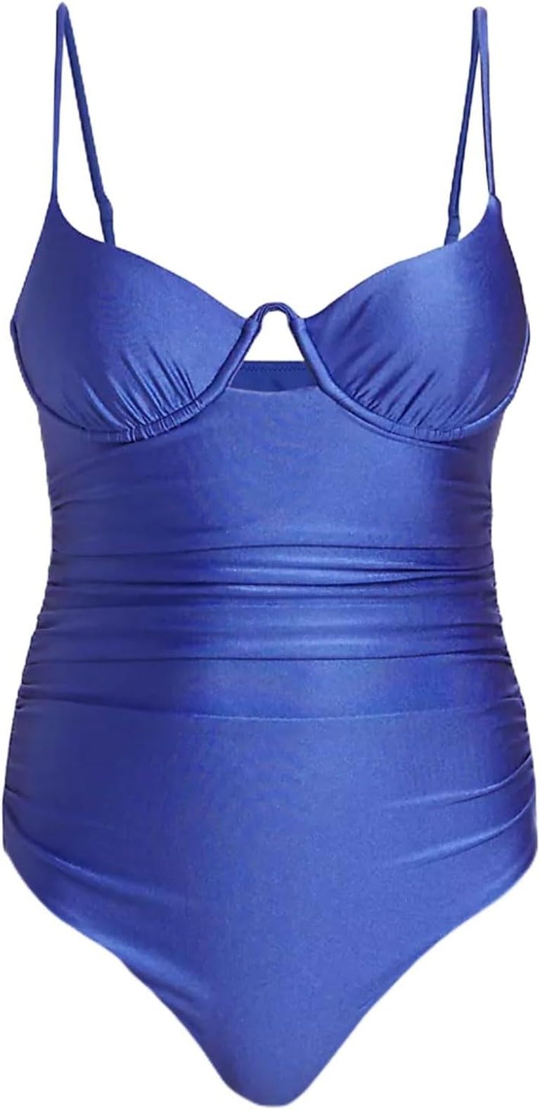 Women's Laine Ruched Underwire Nylon Spandex One-Piece Swimsuit Blue - Blue