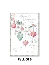 Grand Daughter Bauble Christmas Card (Pack Of 6) - One Size - White/Red/Green