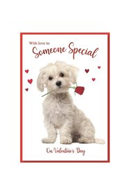 Puppy Valentine Greetings Card - Pack of 6 - White/Red