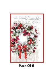 Wife Traditional Christmas Card Pack Of 6 - One Size - White/Red