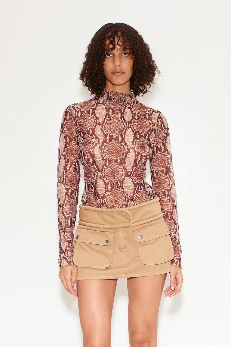 Wendel Mesh Top in Snake Print - Snake Print