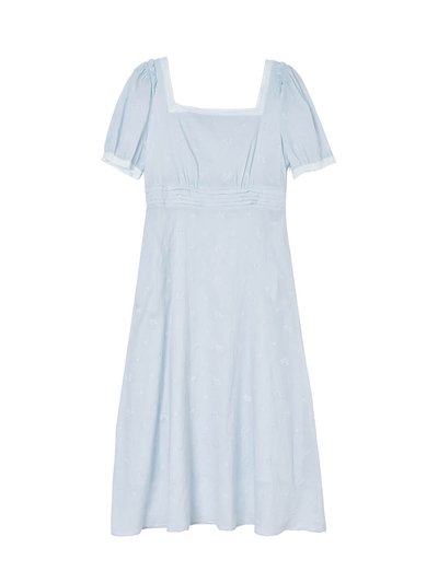 Simple Retro Angie Puff Sleeve Blue Embroidered Dress product