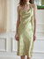 Etta Retro Floral Jacquard Green Slip Dress
