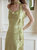 Etta Retro Floral Jacquard Green Slip Dress