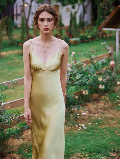 Simple Retro Kristin French V-Neck Slip Yellow-Green Dress product